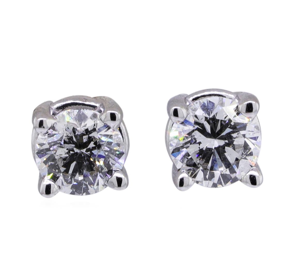 0.7 ctw Diamond Earrings - 14KT White Gold