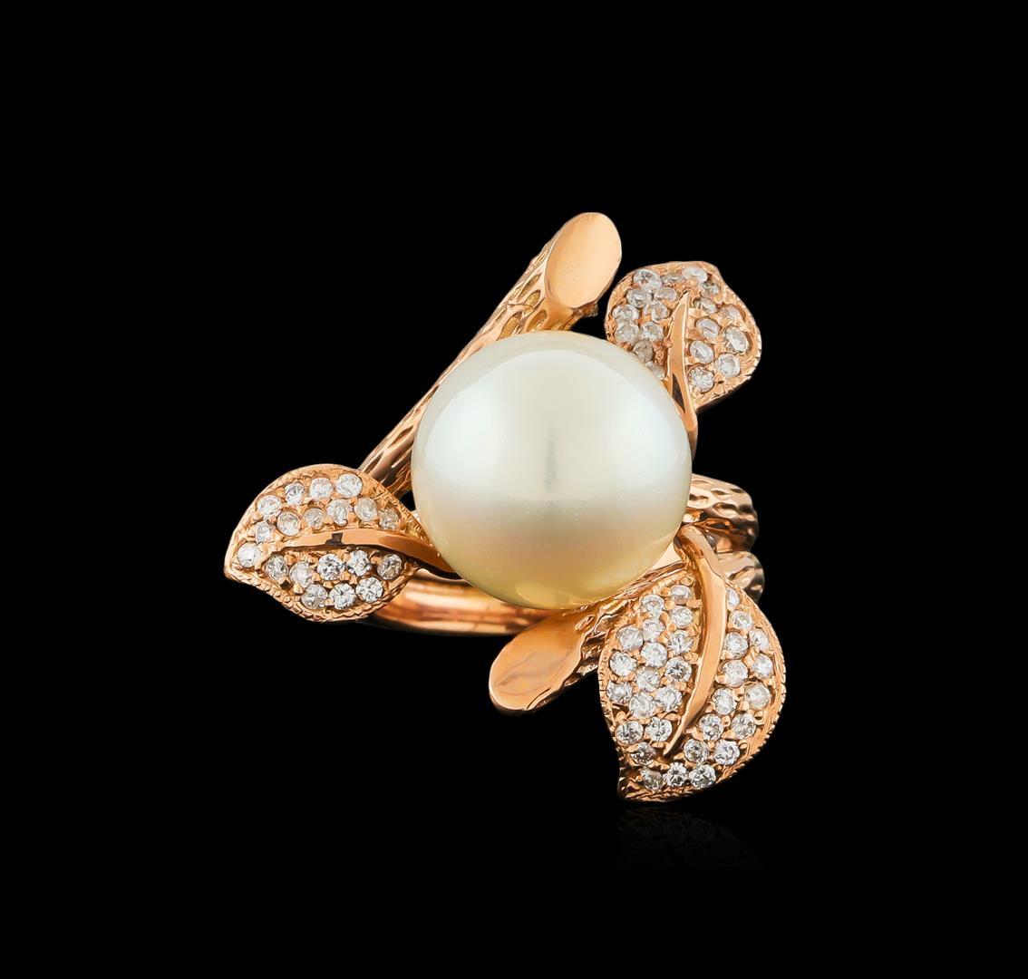 14KT Rose Gold 0.62 ctw Diamond and Pearl Ring