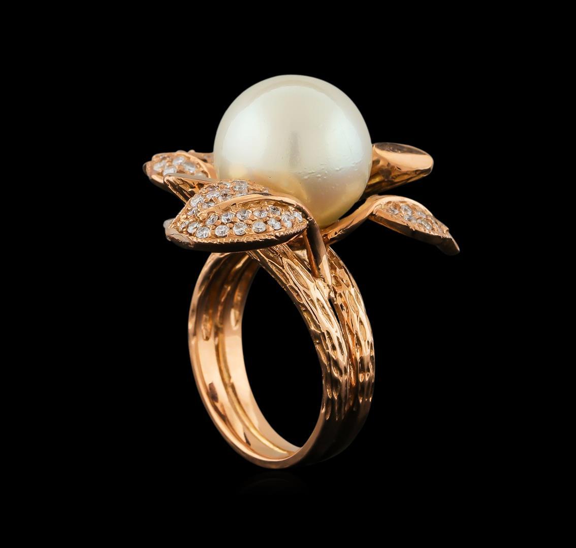 14KT Rose Gold 0.62 ctw Diamond and Pearl Ring