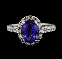 2.91 ctw Tanzanite and Diamond Ring - 14KT White Gold