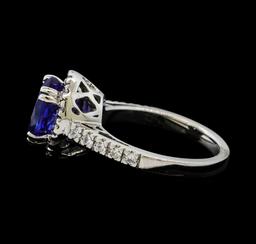 2.91 ctw Tanzanite and Diamond Ring - 14KT White Gold