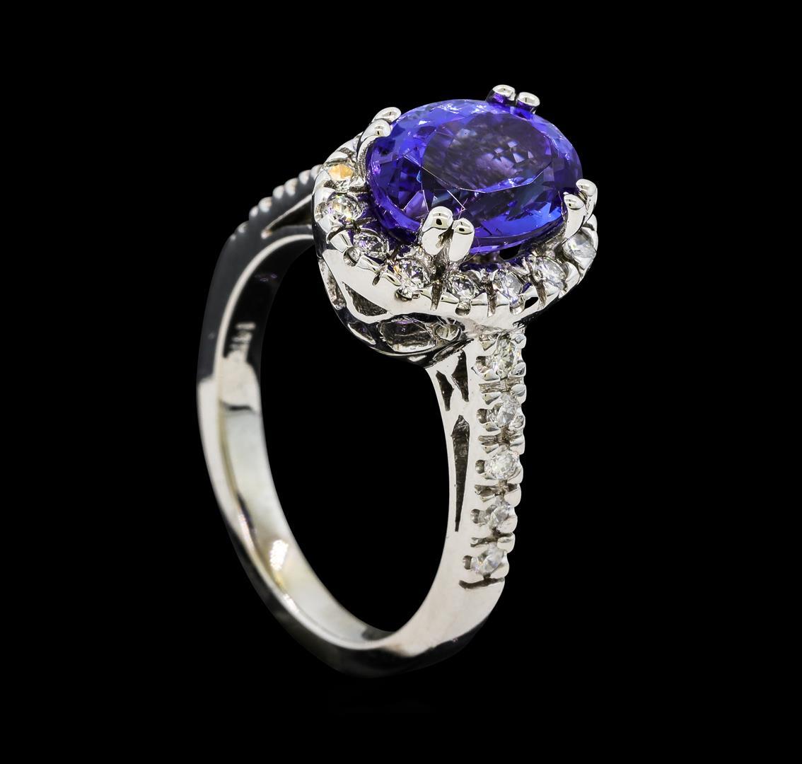 2.91 ctw Tanzanite and Diamond Ring - 14KT White Gold