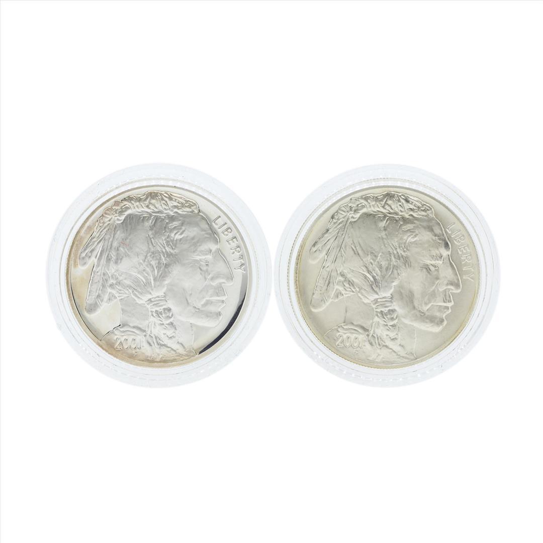 Set of (2) 2001 $1 American Buffalo Commemorative Silver Coin Set