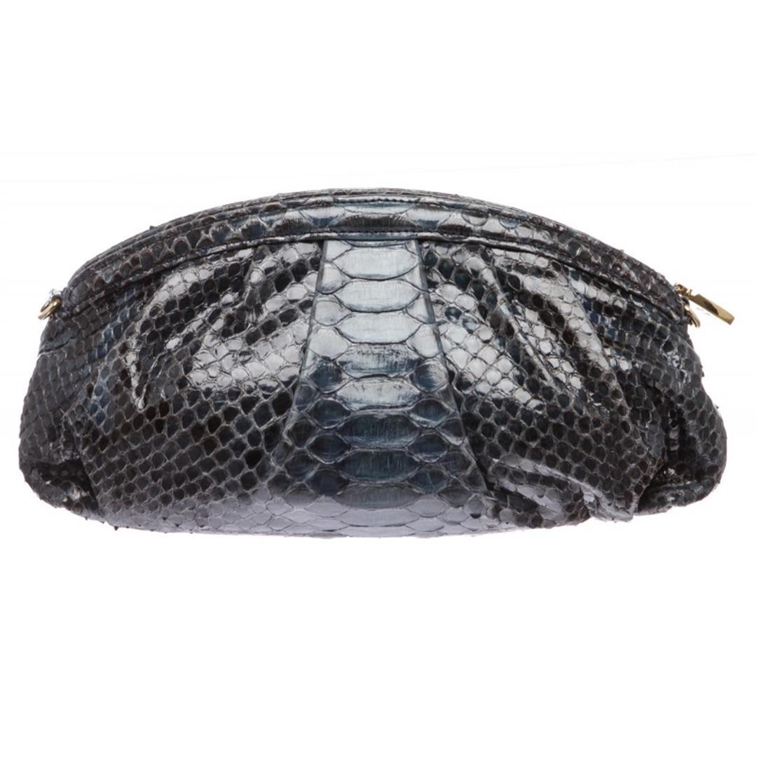 MCM Navy Blue Python Snakeskin Clutch Bag