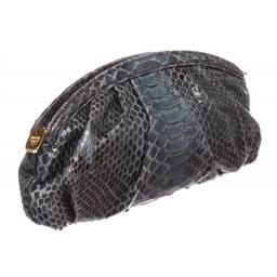 MCM Navy Blue Python Snakeskin Clutch Bag