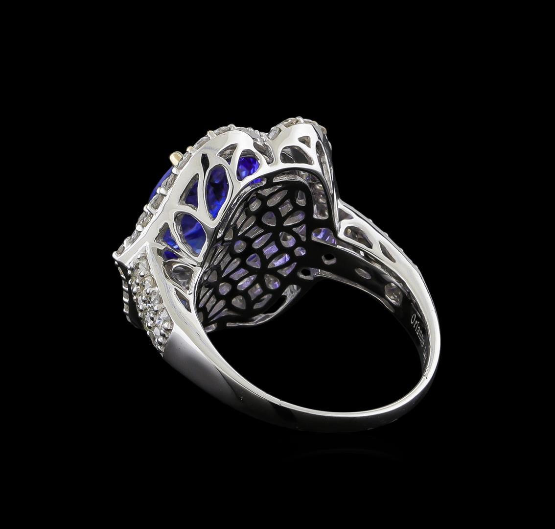 4.69 ctw Tanzanite and Diamond Ring - 14KT White Gold