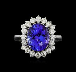 14KT White Gold 3.88 ctw Tanzanite and Diamond Ring