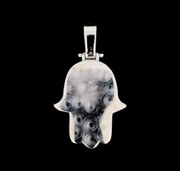 2.10 ctw Diamond Hamsa Pendant - 14KT White Gold