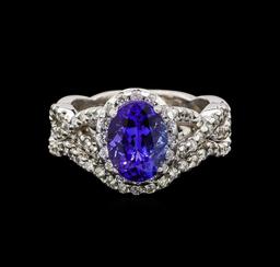 14KT White Gold 1.95 ctw Tanzanite and Diamond Wedding Ring Set