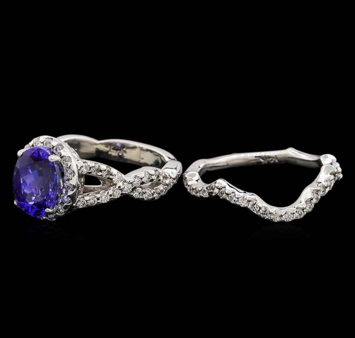 14KT White Gold 1.95 ctw Tanzanite and Diamond Wedding Ring Set