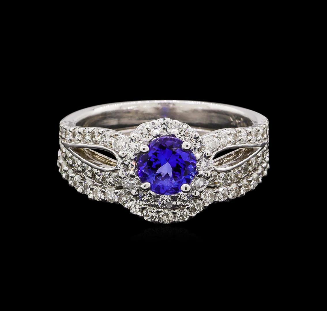 14KT White Gold 0.73 ctw Tanzanite and Diamond Wedding Ring Set