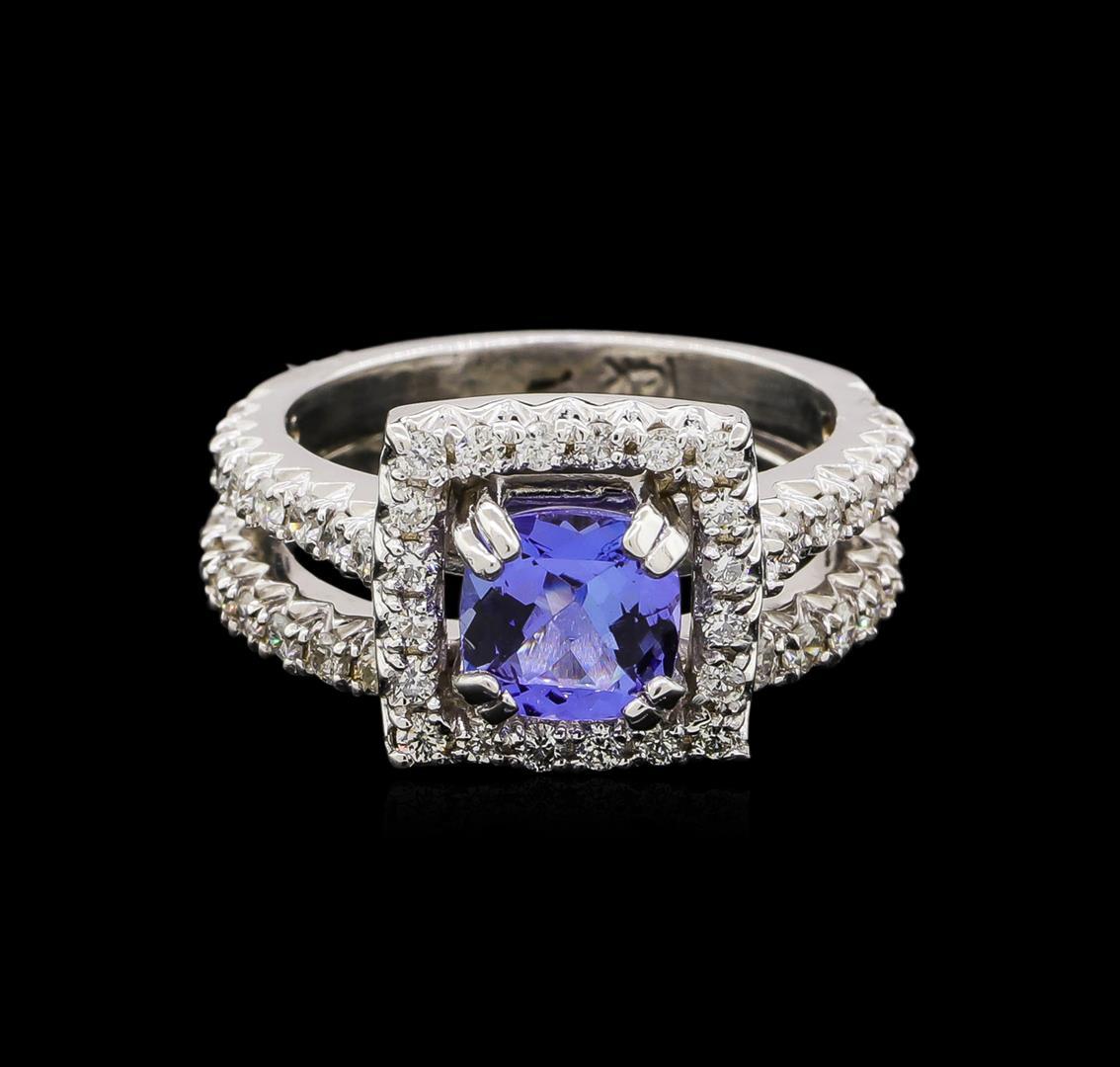 14KT White Gold 1.61 ctw Tanzanite and Diamond Wedding Ring Set