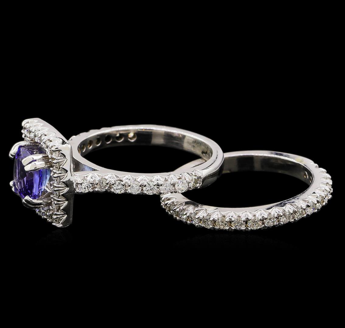 14KT White Gold 1.61 ctw Tanzanite and Diamond Wedding Ring Set