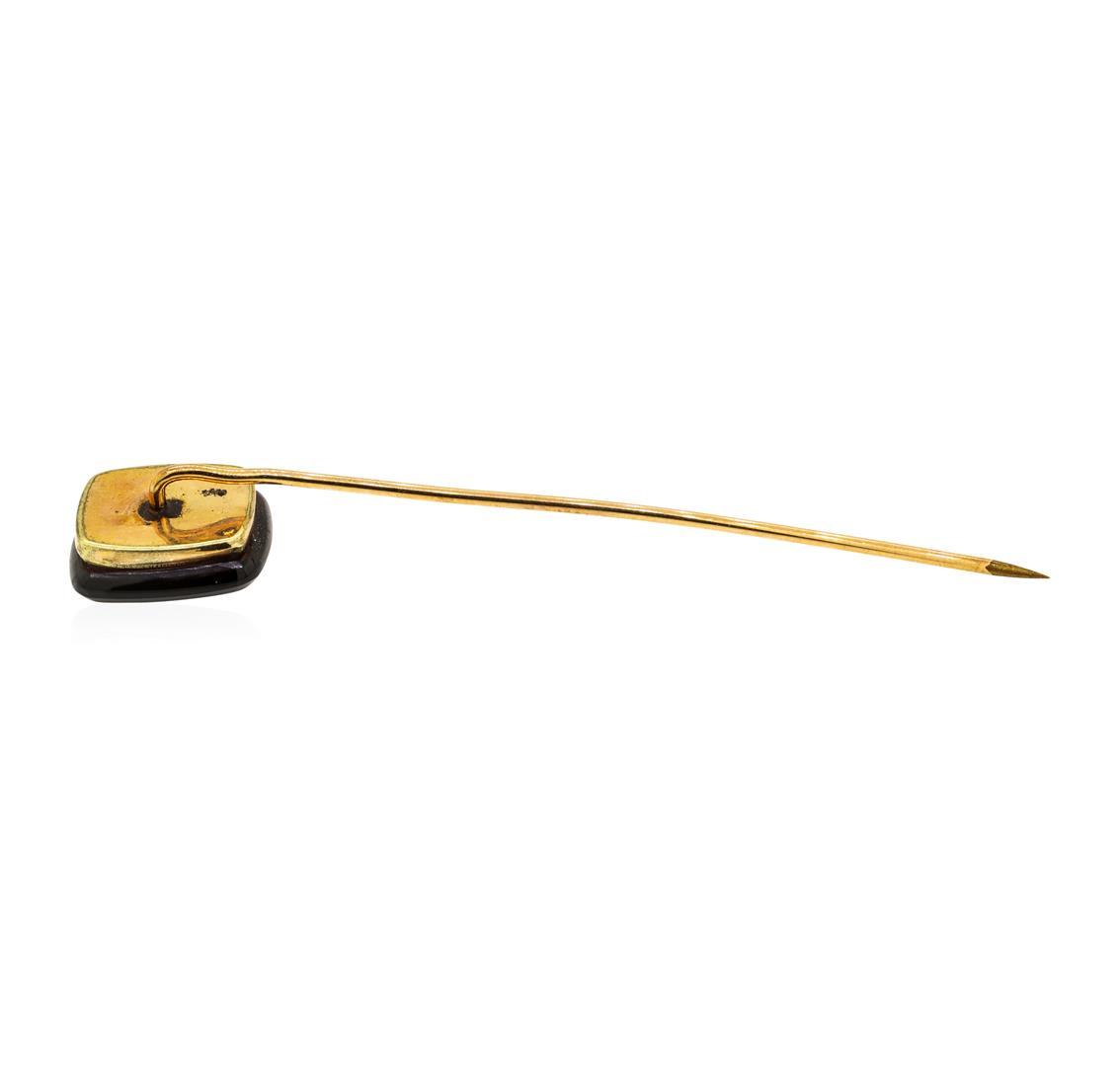 Carnelian Cameo Stick Pin - 10KT Yellow Gold