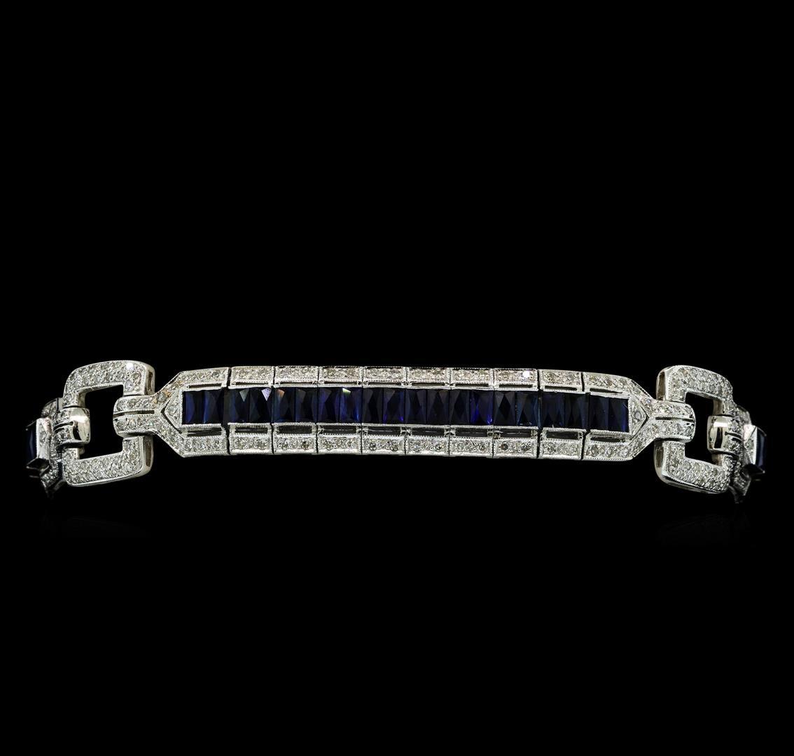 6.97 ctw Sapphire and Diamond Bracelet - 18KT White Gold