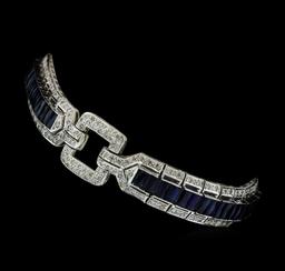 6.97 ctw Sapphire and Diamond Bracelet - 18KT White Gold