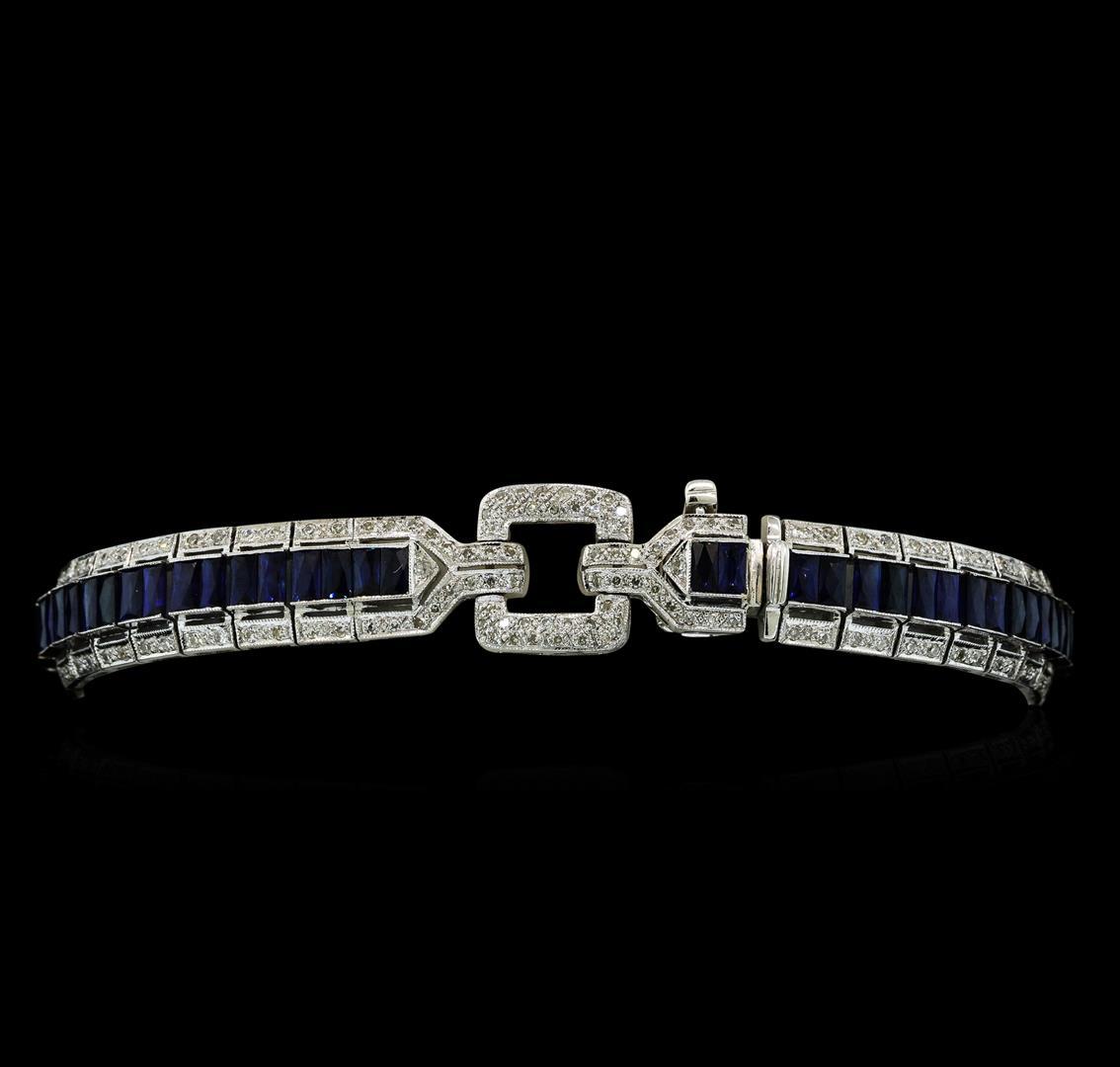 6.97 ctw Sapphire and Diamond Bracelet - 18KT White Gold