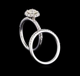 1.15 ctw Diamond Wedding Ring Set - 14KT White Gold