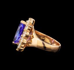 14KT Rose Gold 3.48 ctw Tanzanite and Diamond Ring