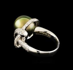 Tahitian Pearl and Diamond Ring - 14KT White Gold