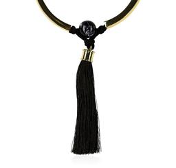 Silk Tassel Pendant Necklace - Rhodium Plated