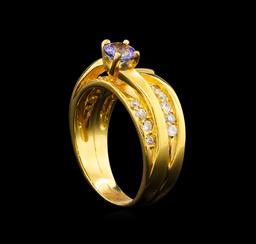 0.45 ctw Tanzanite and Diamond Ring - 18KT Yellow Gold