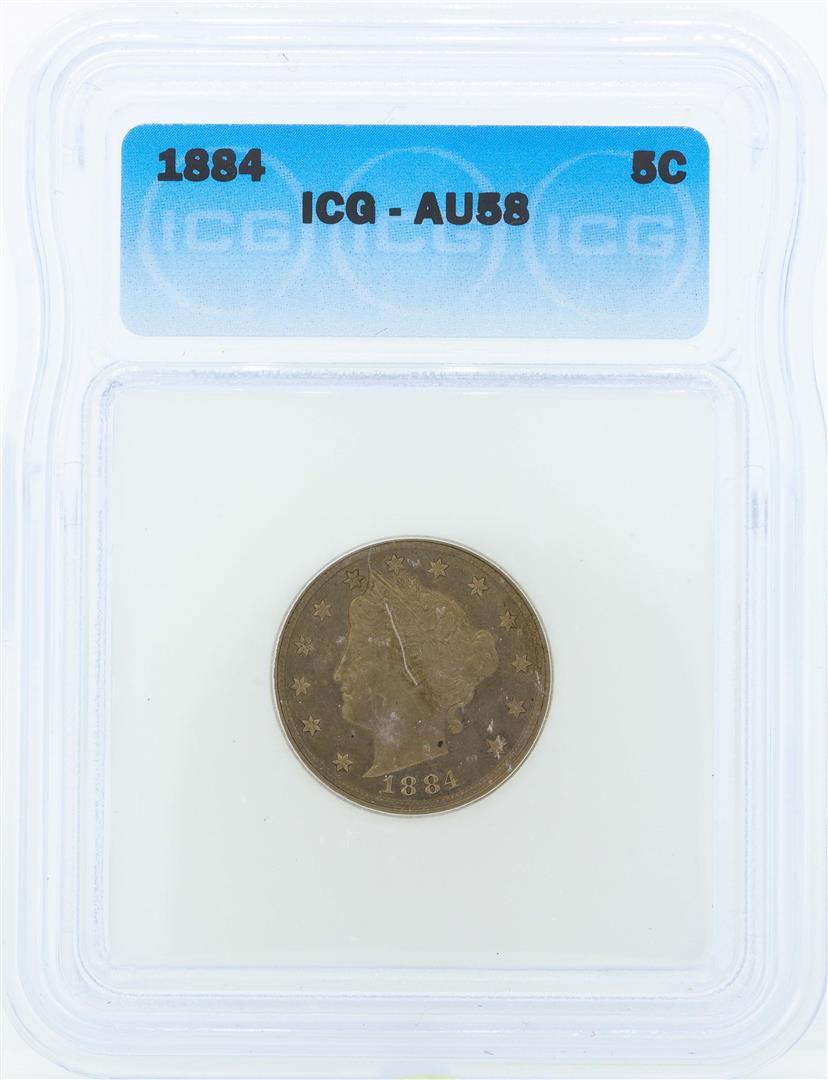 1884 Liberty Head Nickel Coin ICG AU58