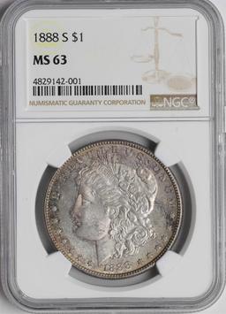 1888-S $1 Morgan Silver Dollar Coin NGC MS63 Nice Reverse Toning
