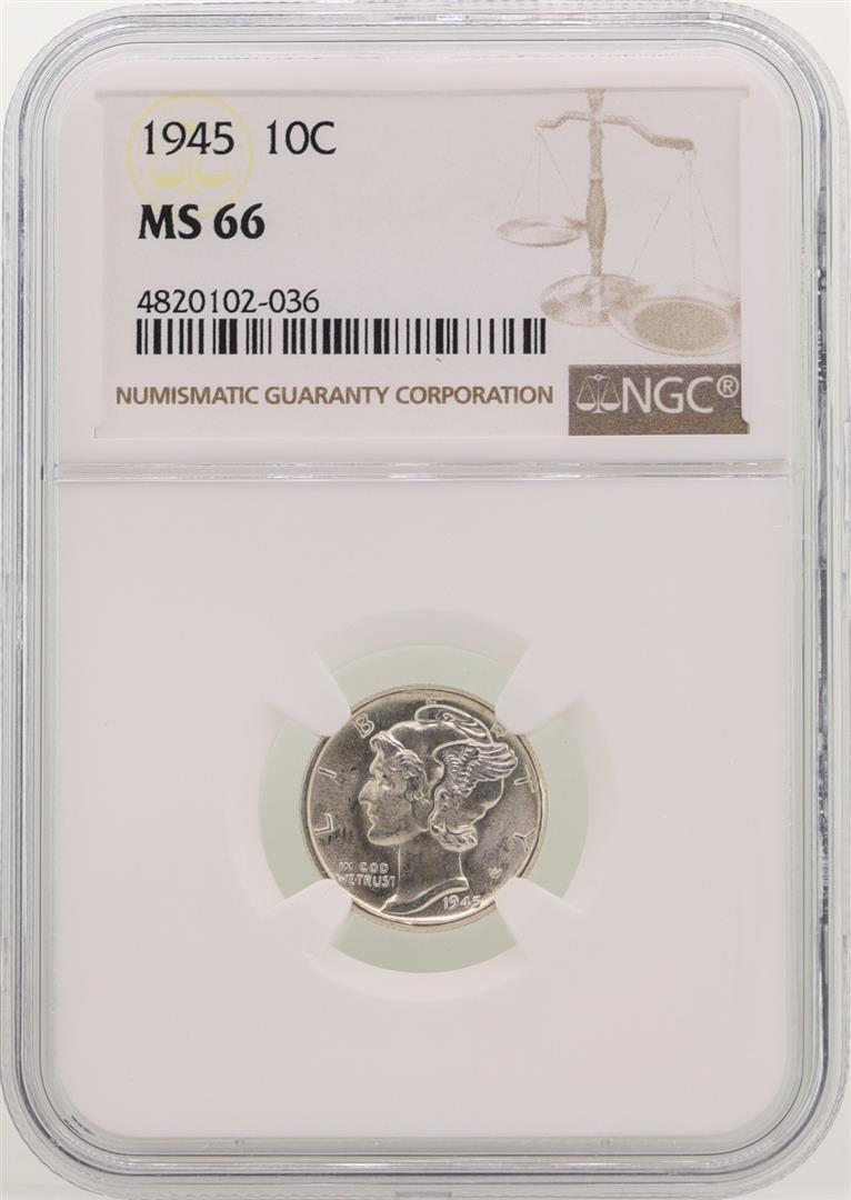 1945 Mercury Dime Coin NGC MS66