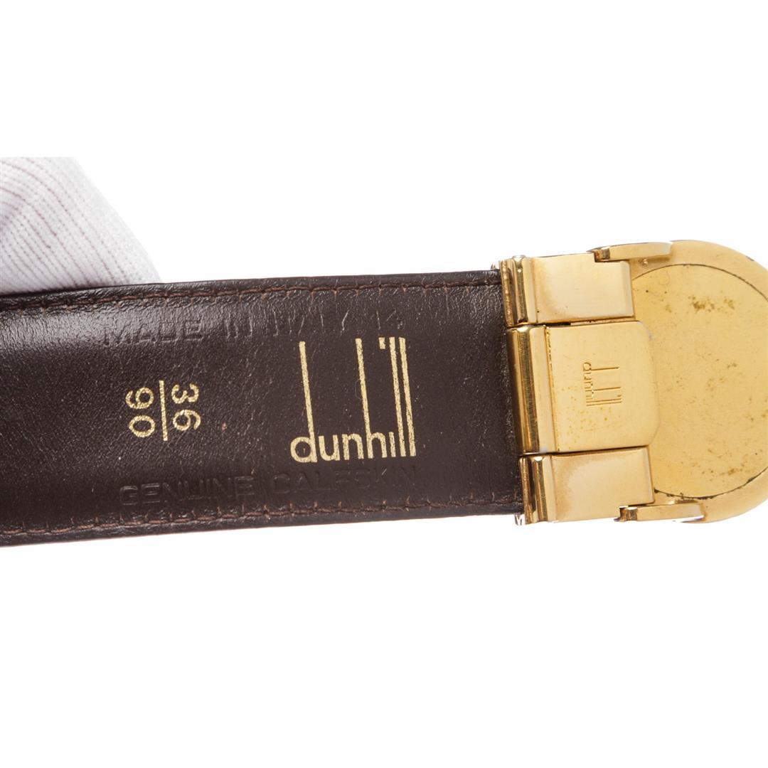 Dunhill Black Leather Gold Buckle Logo Belt