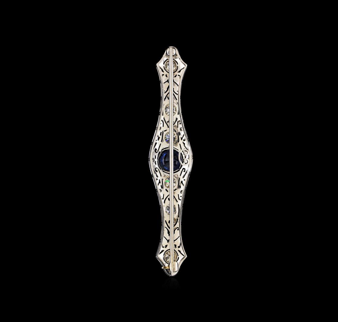 1.58 ctw Sapphire and Diamond Pin - 18KT White Gold