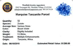 13.3 ctw Marquise Mixed Tanzanite Parcel