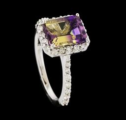 2.17 ctw Ametrine and Diamond Ring - 14KT White Gold