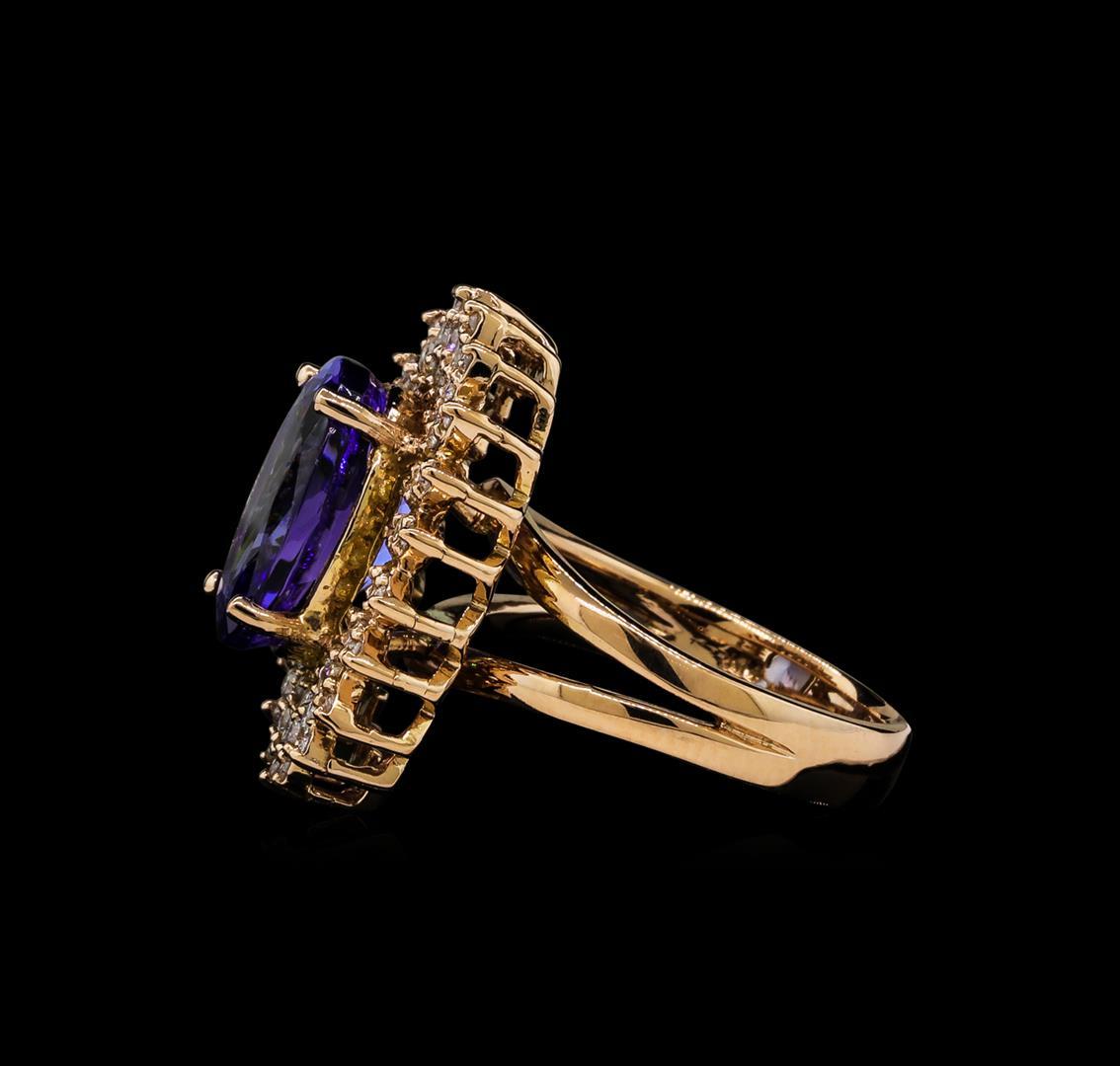 5.91 ctw Tanzanite and Diamond Ring - 14KT Rose Gold