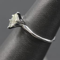 0.52 ctw Marquise Diamond Solitaire Ring - 14KT White Gold