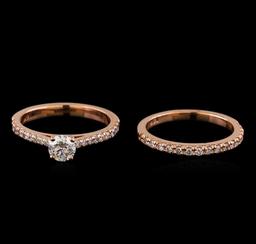 1.10 ctw Diamond Wedding Ring Set - 14KT Rose Gold