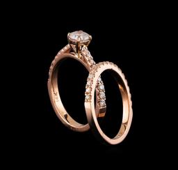 1.10 ctw Diamond Wedding Ring Set - 14KT Rose Gold