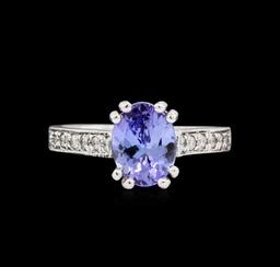 1.93 ctw Tanzanite and Diamond Ring - 14KT White Gold