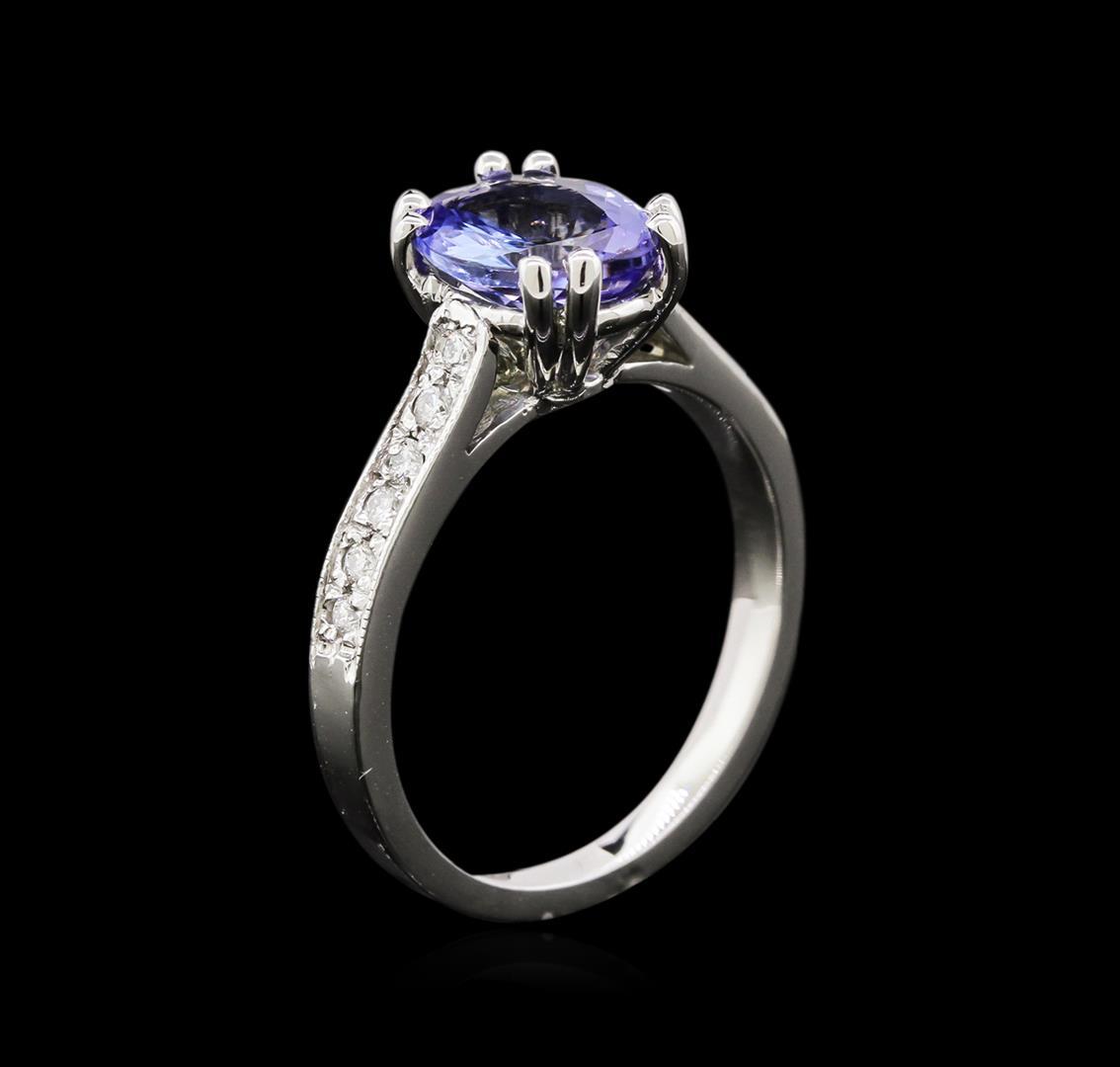 1.93 ctw Tanzanite and Diamond Ring - 14KT White Gold