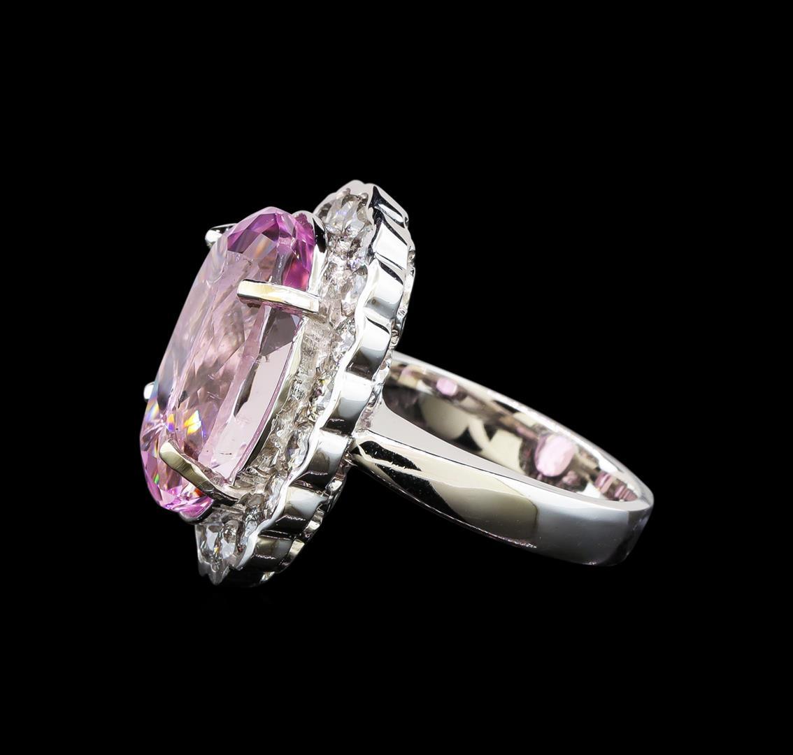 14KT White Gold 18.05 ctw Kunzite and Diamond Ring