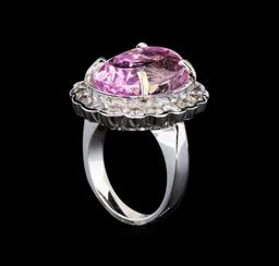 14KT White Gold 18.05 ctw Kunzite and Diamond Ring