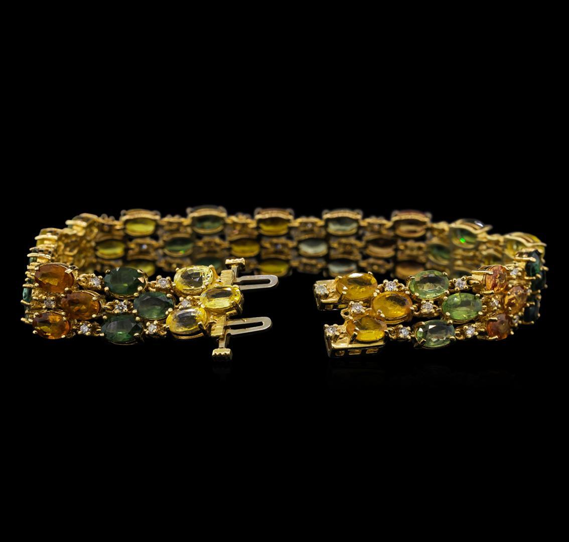 14KT Yellow Gold 28.17 ctw Multicolor Sapphire and Diamond Bracelet