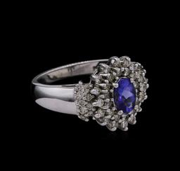 0.15 ctw Tanzanite and Diamond Ring - 14KT White Gold