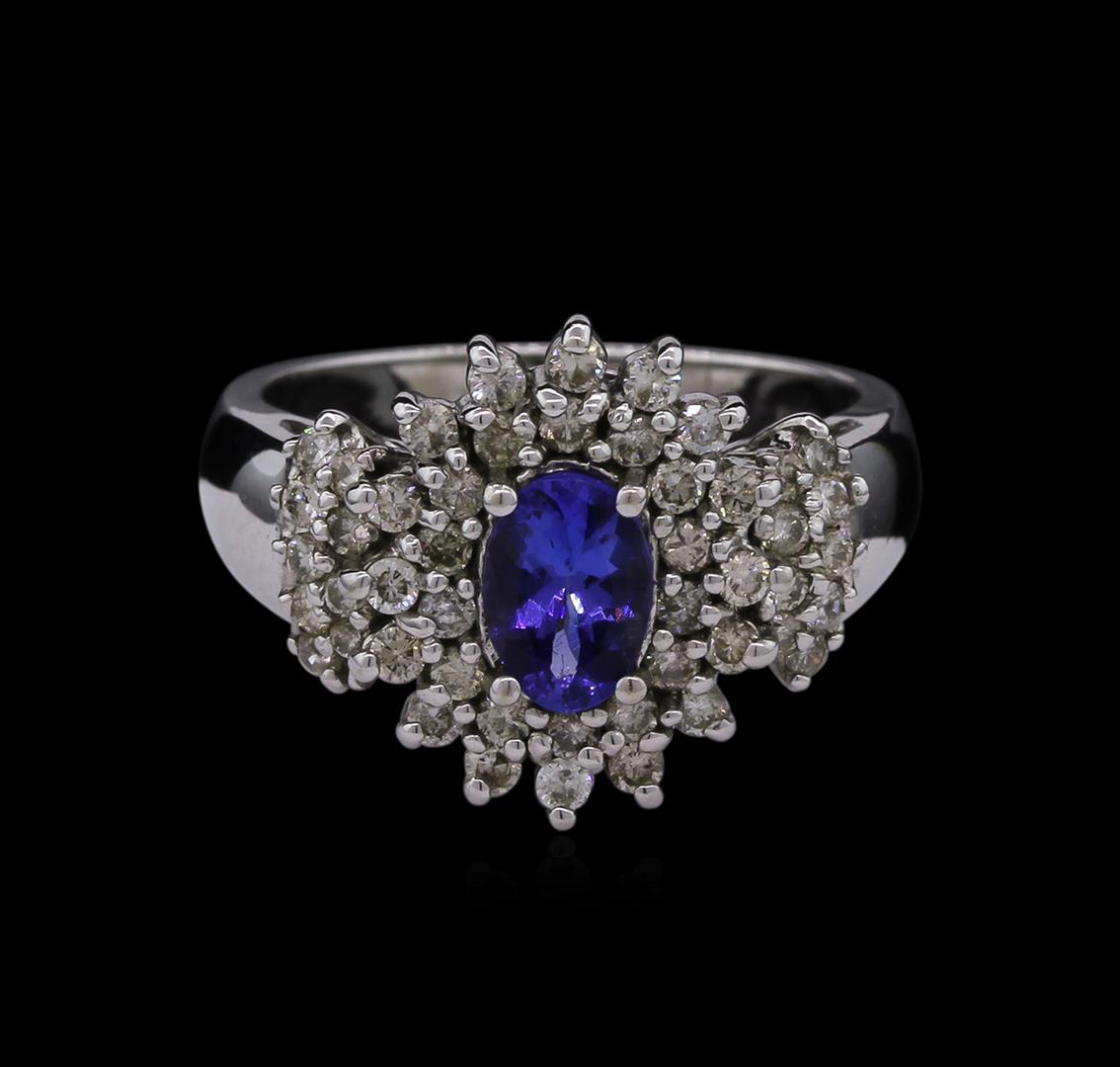 0.15 ctw Tanzanite and Diamond Ring - 14KT White Gold