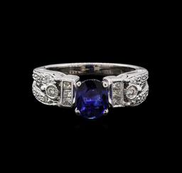 1.02 ctw Sapphire and Diamond Ring - 14KT White Gold