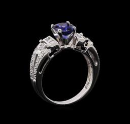 1.02 ctw Sapphire and Diamond Ring - 14KT White Gold