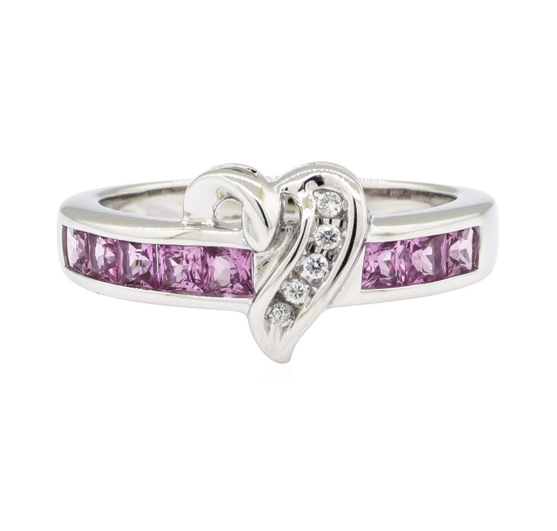 0.50 ctw Pink Sapphire and Diamond Ring - 10KT White Gold