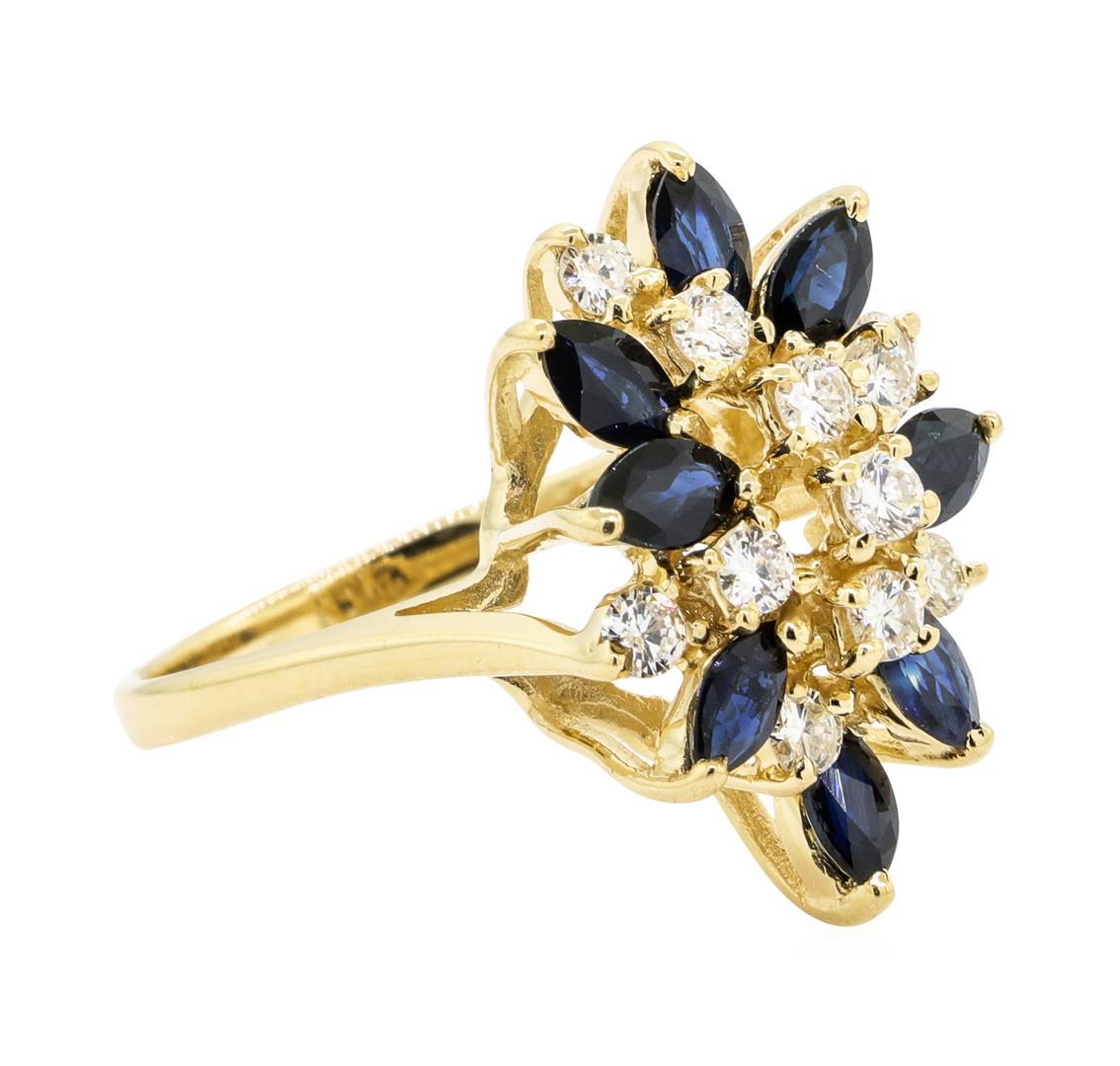 1.20 ctw Sapphire and Diamond Ring - 14KT Yellow Gold