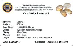 39.44 ctw Oval Mixed Citrine Quartz Parcel