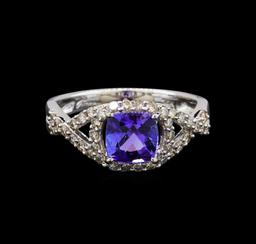 14KT White Gold 1.22 ctw Tanzanite and Diamond Ring